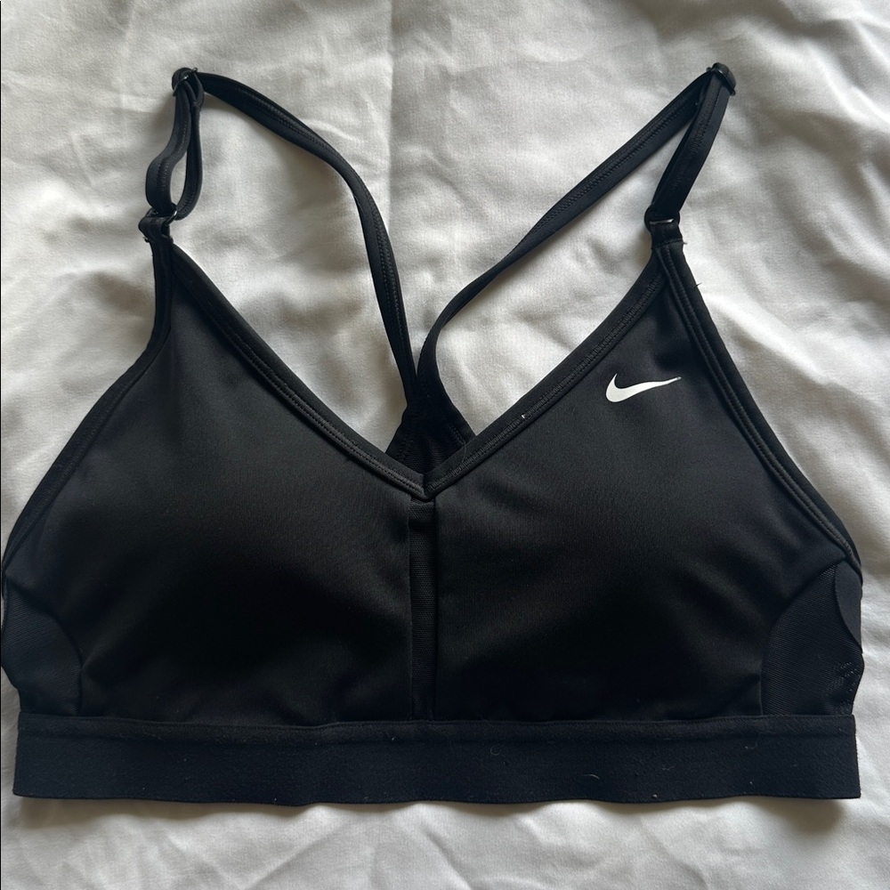 Nike Women's Black Sports Bra with White Logo